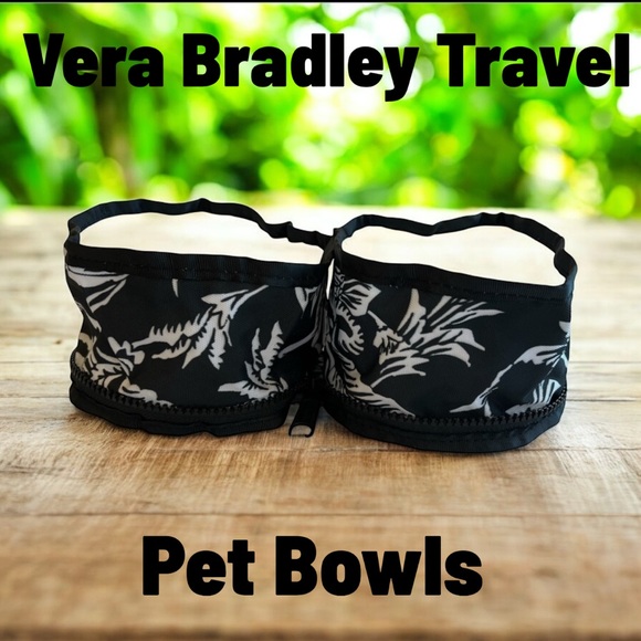 Vera Bradley Dogs Collapsible Travel Pet Bowls NWT - Picture 1 of 10